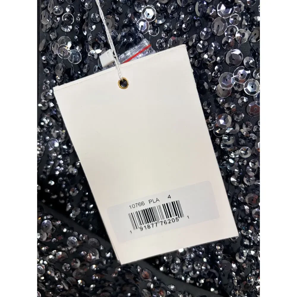 NEW with Tags Mac Duggal Platinum 10766 Sequin Midi Dress, Size 4, MSRP $498